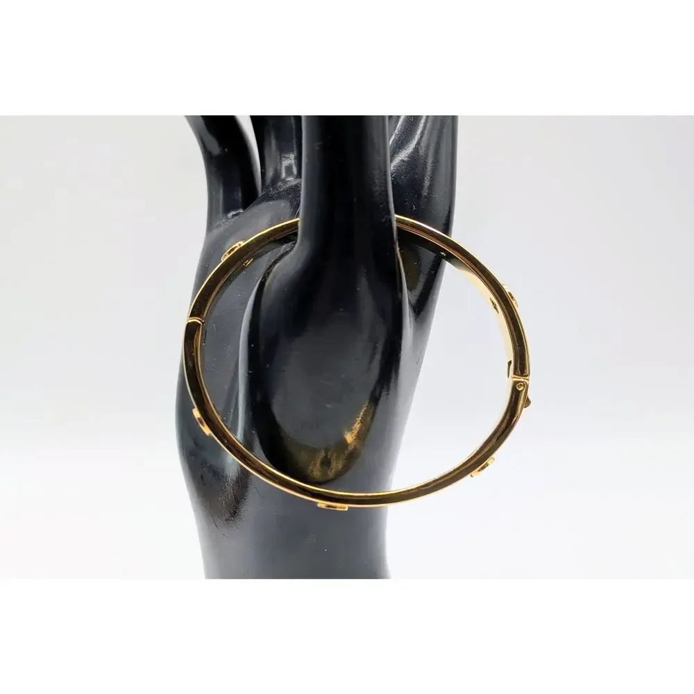 Kate Spade Spot the Spade Studded Hinged Gold Tone Bangle Bracelet - Picture 7 of 8